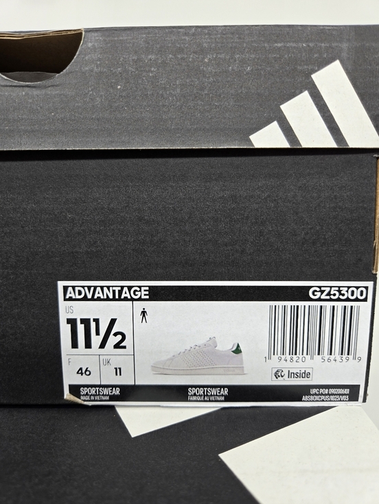 adidas Men\'s Advantage GZ5300 Cloud White Green Tennis Shoes Size 11.5 New main image 4
